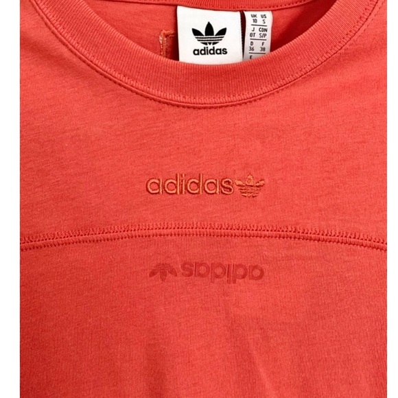 NWT Adidas Originals Women's Short Sleeve Shirt Top Red Orange Size Small - Picture 4 of 7